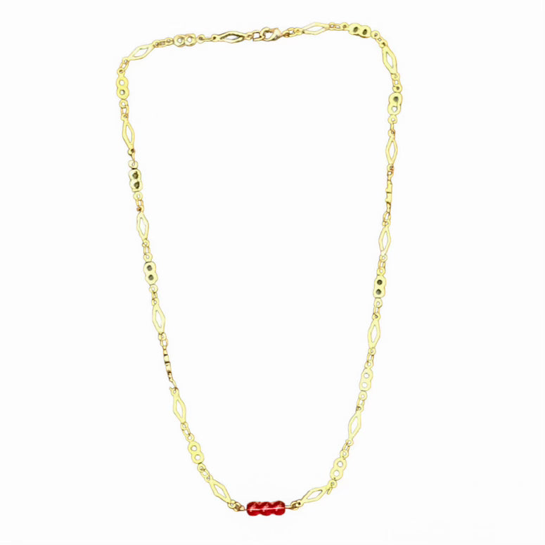 Red Tri-Bead Choker Necklace