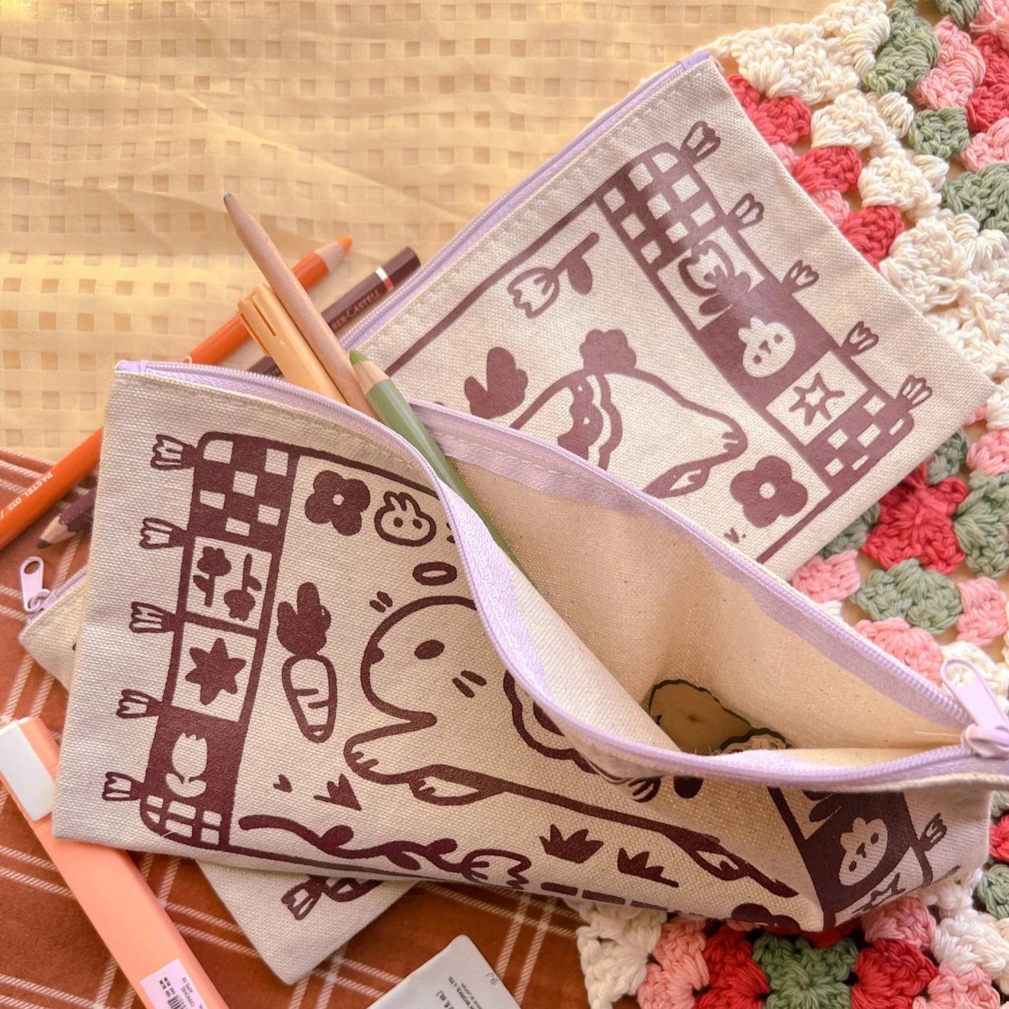 Thanksxu - Bunny Canvas Pencil Pouch