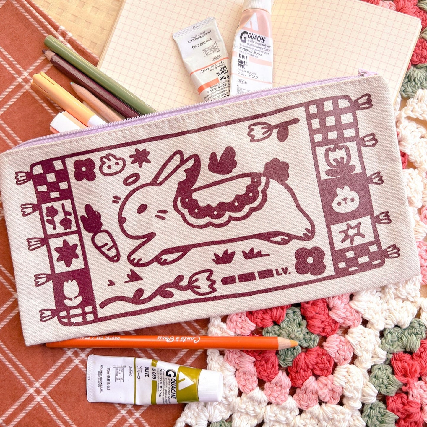 Thanksxu - Bunny Canvas Pencil Pouch