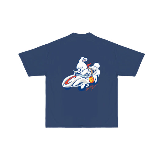 Chunky Racer Bunny T-Shirt - Navy Blue
