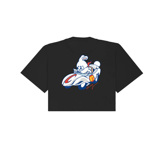 Racer Bunny v2 Cropped T-Shirt - Black