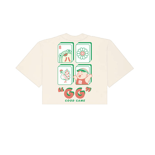 Chunky Mahjong 4-Year Anniversary Cropped T-Shirt - Cream