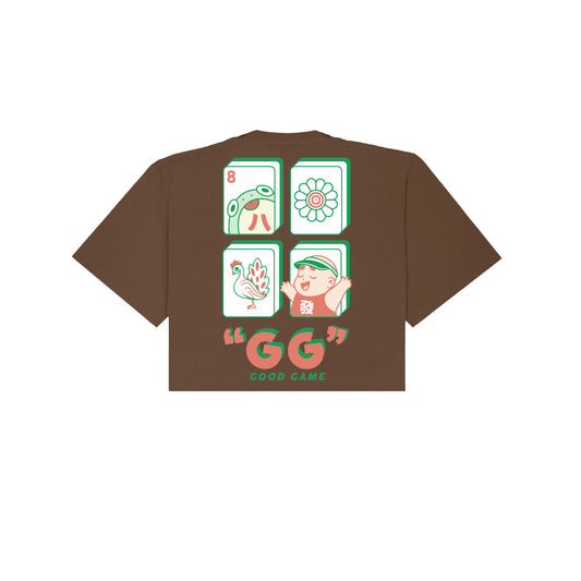 Chunky Mahjong 4-Year Anniversary Cropped T-Shirt - Mocha