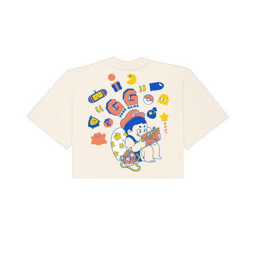 Chunky Good Game 4-Year Anniversary Cropped T-Shirt - Cream