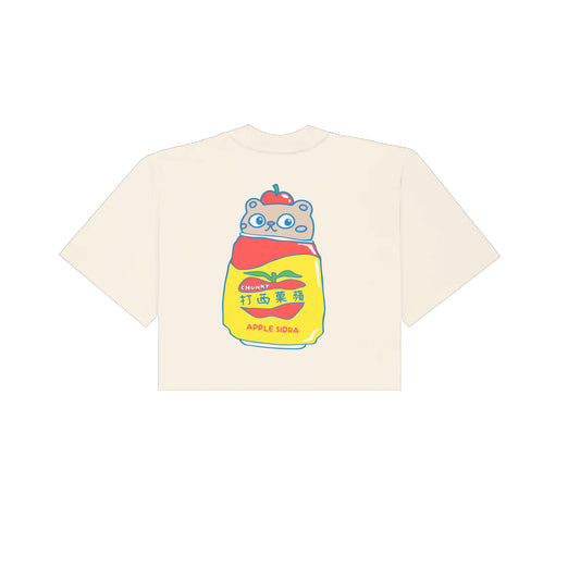 Chunky Sidra Bear Cropped T-Shirt - Cream