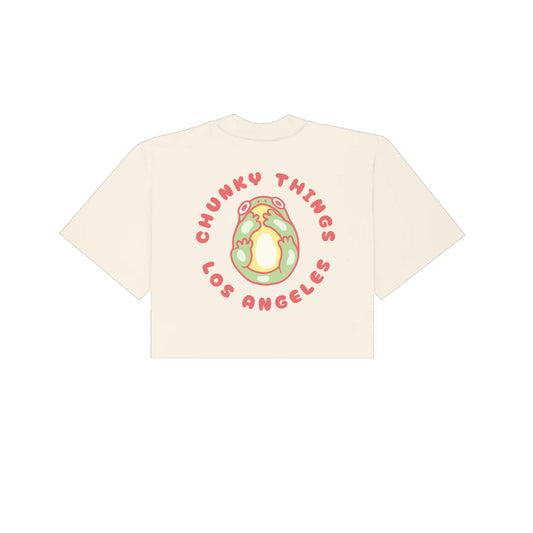 Chunky Smushed Frog Cropped T-Shirt - Cream