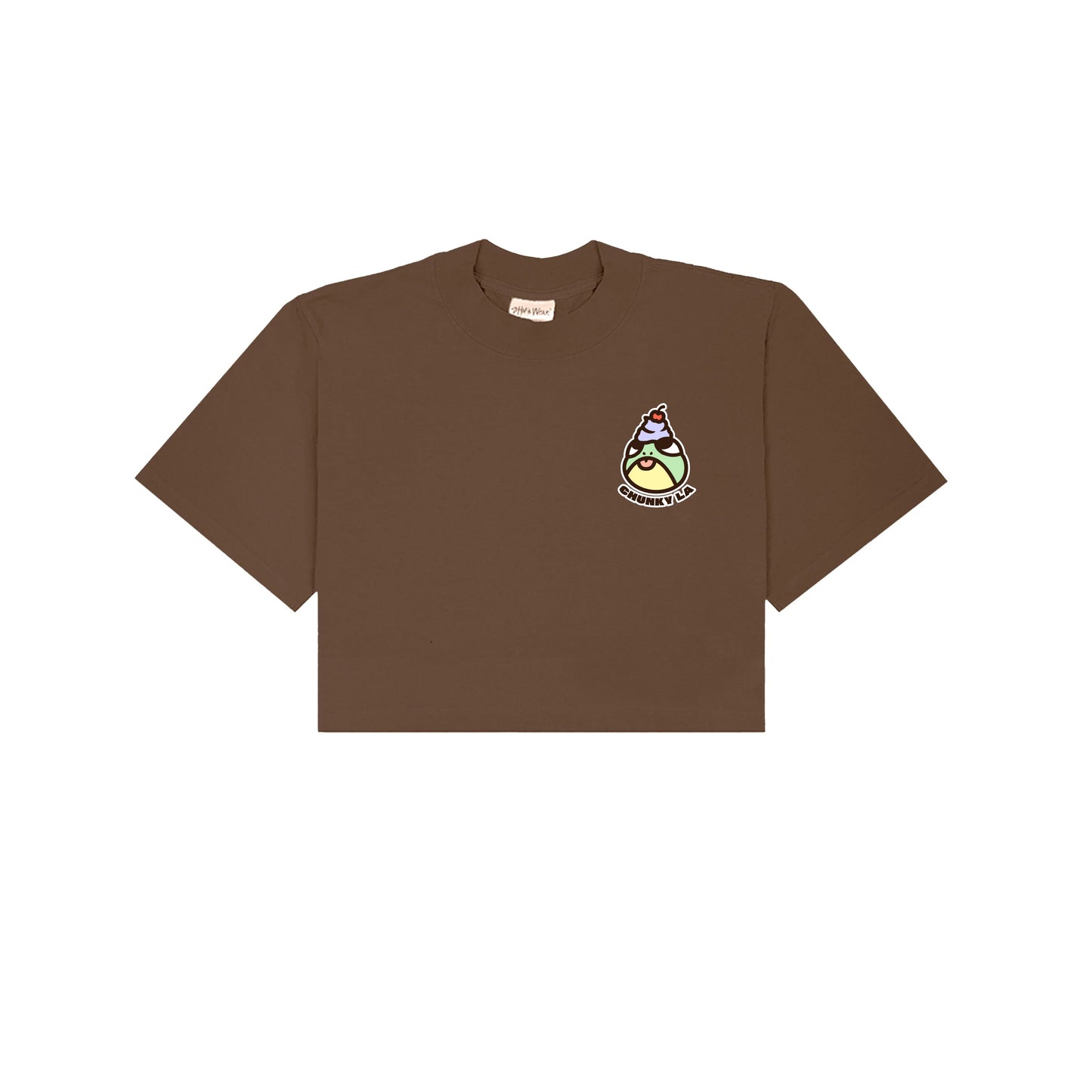 Chunky Ice Cream Frog Cropped T-Shirt - Brown
