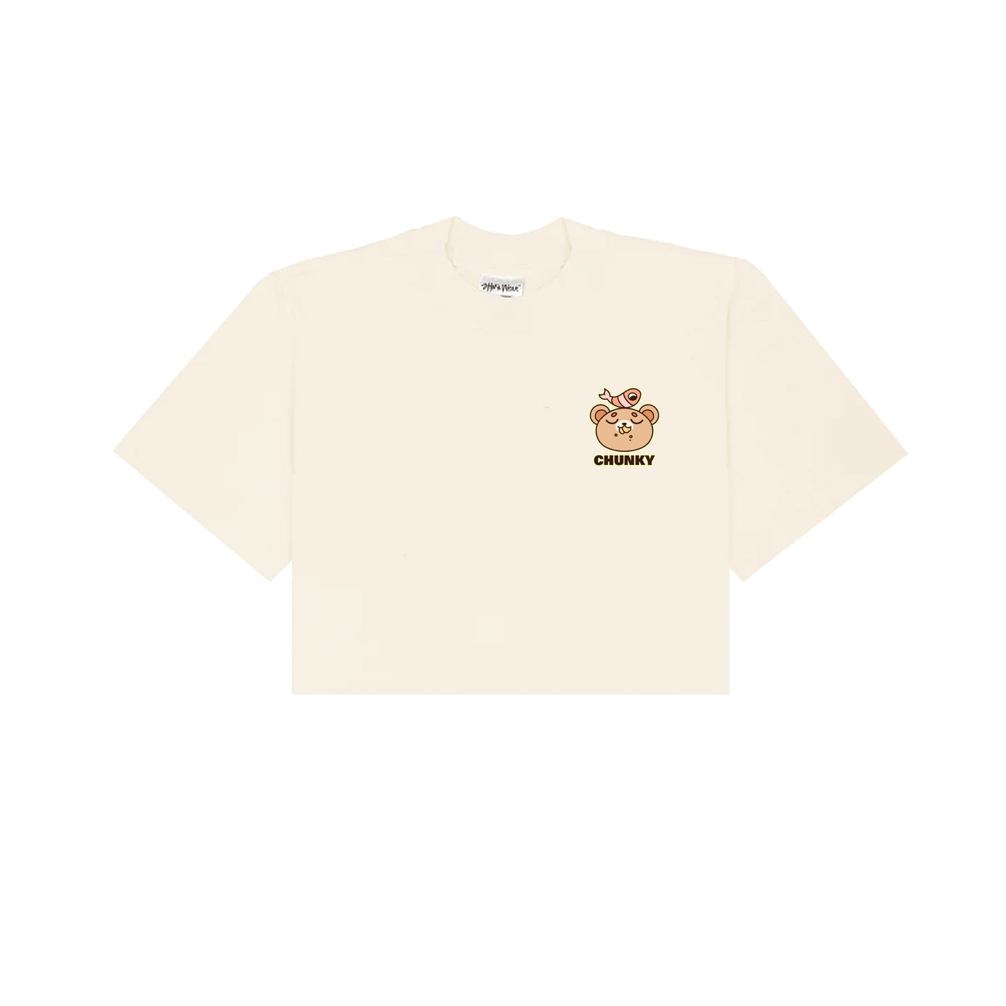 Chunky Chip Bear Cropped T-Shirt - Cream