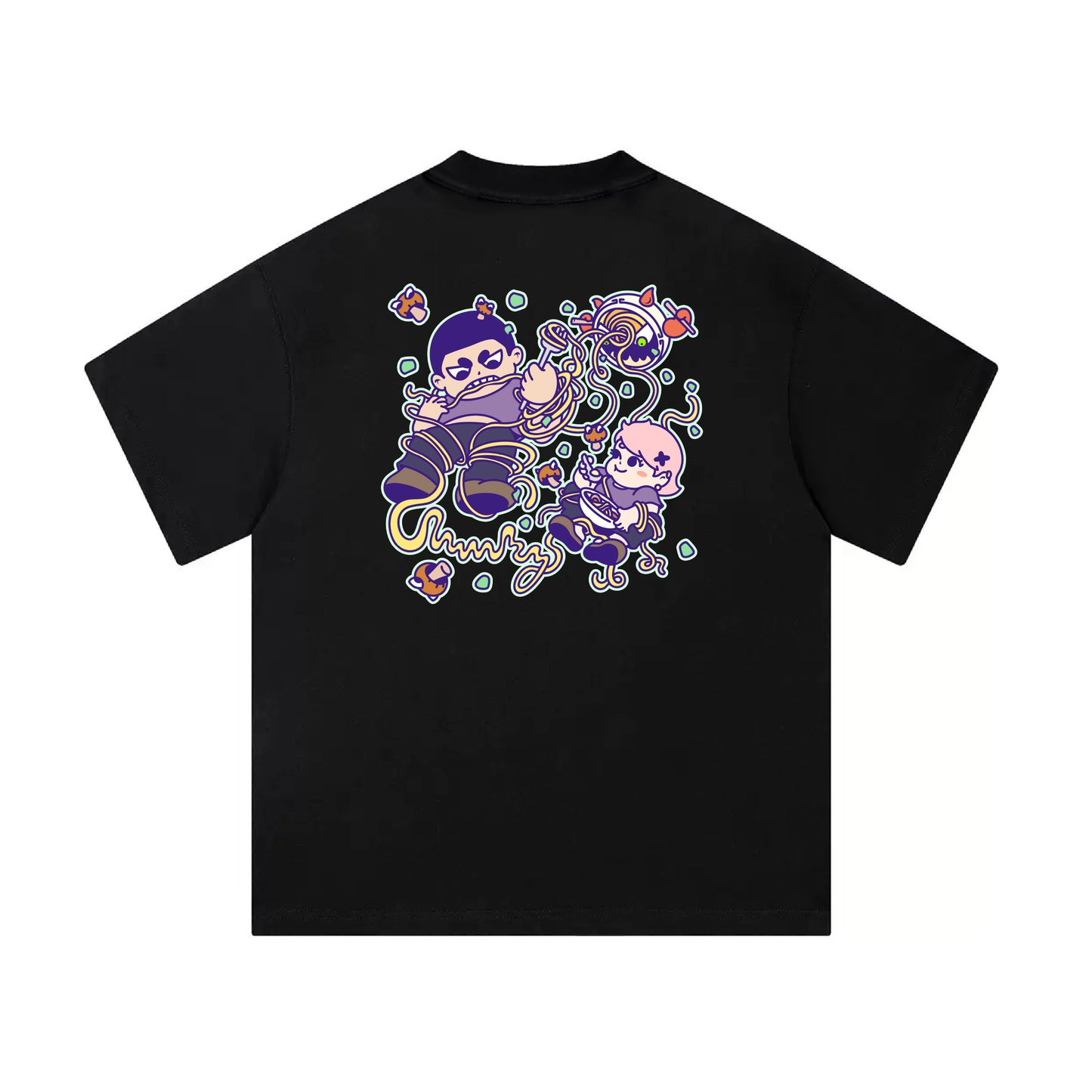 Chunkyween Haunted Noodles Mid-Cropped T-Shirt - Black