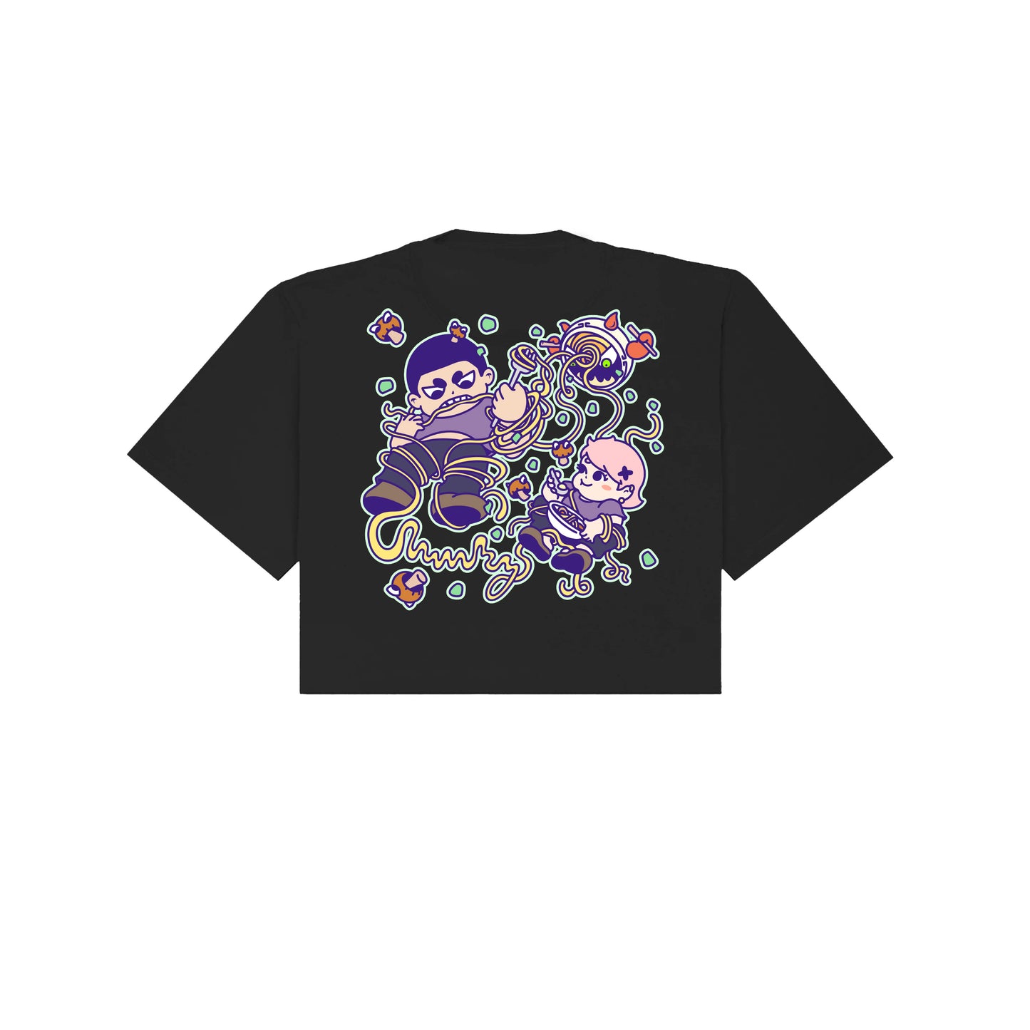Chunkyween Haunted Noodles Cropped T-Shirt - Black
