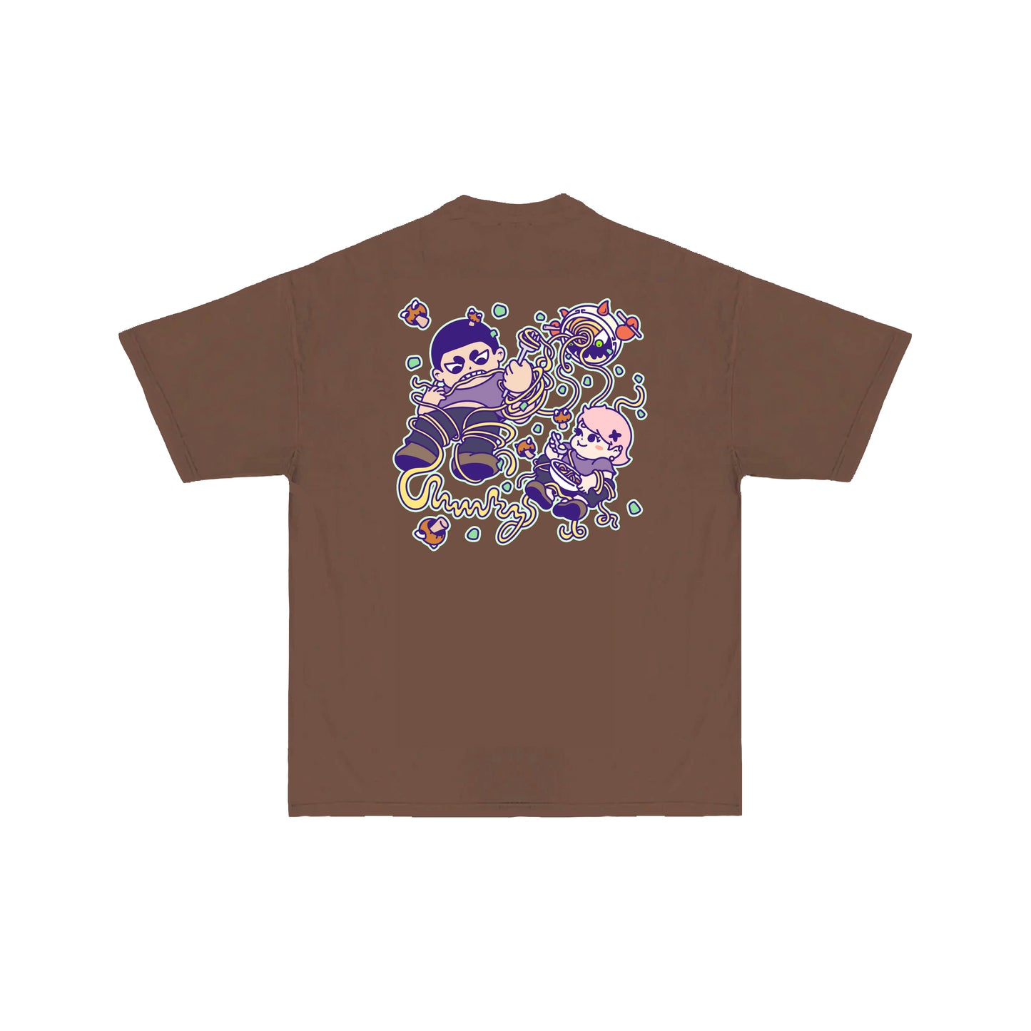 Chunkyween Haunted Noodles T-Shirt - Brown