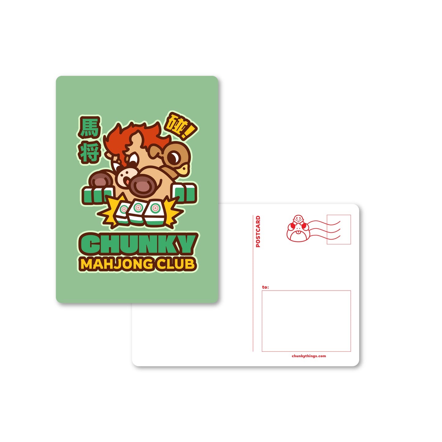 Chunky Ma Jong Mahjong Club Postcard