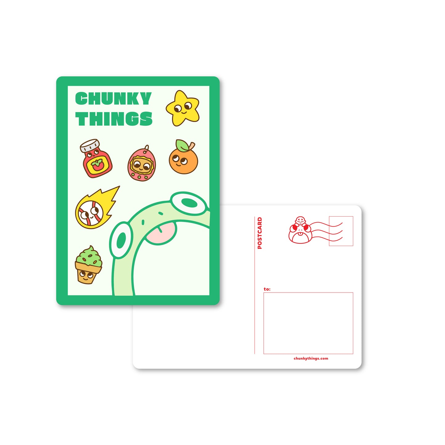 Chunky Things Frog and Stickers Postcard