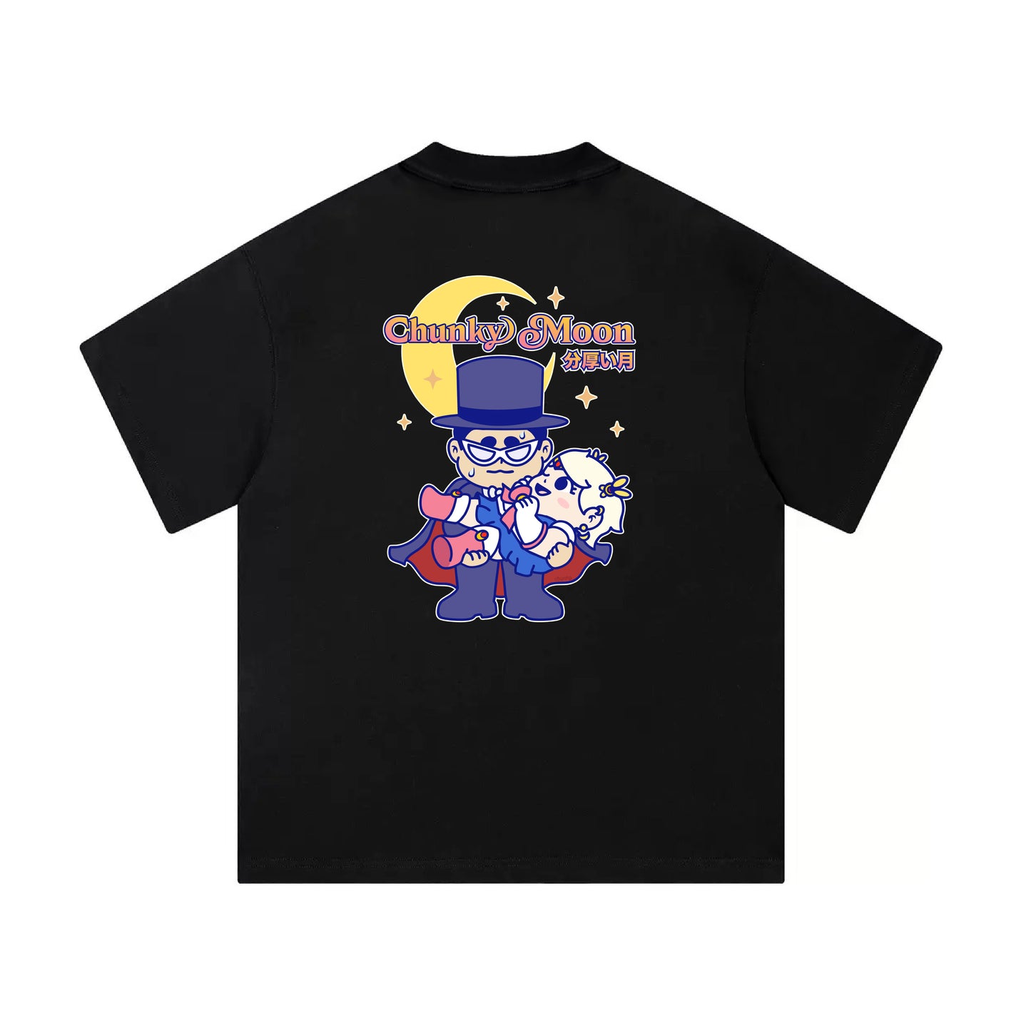 Chunky Moon XO Holding Mid-Cropped T-Shirt - Black