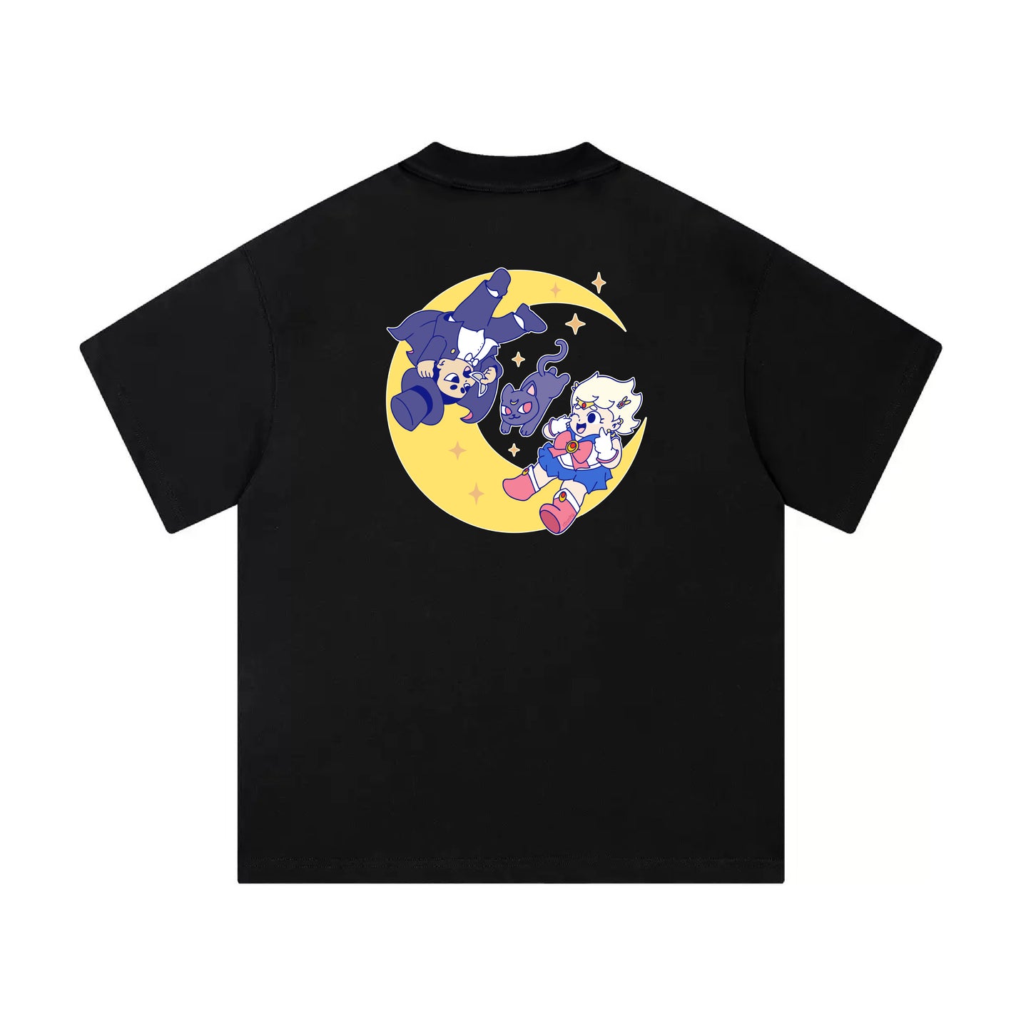 Chunky Moon XO Flying Mid-Cropped T-Shirt - Black