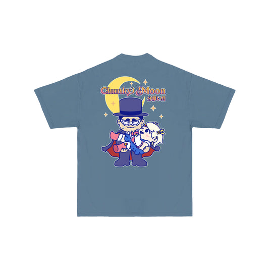 Chunky Moon XO Holding T-Shirt - Denim Blue