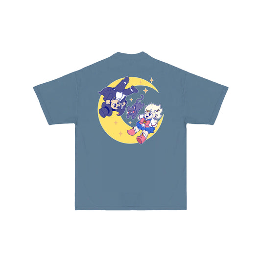 Chunky Moon XO Flying T-Shirt - Denim Blue