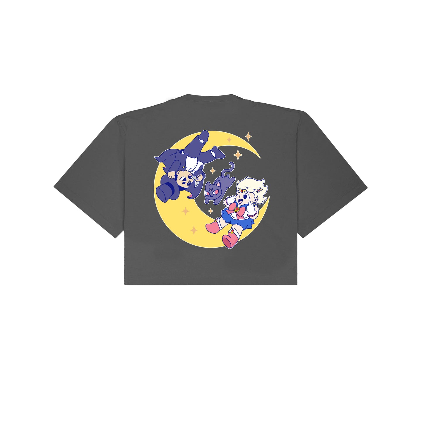 Chunky Moon XO Flying Cropped T-Shirt - Shadow