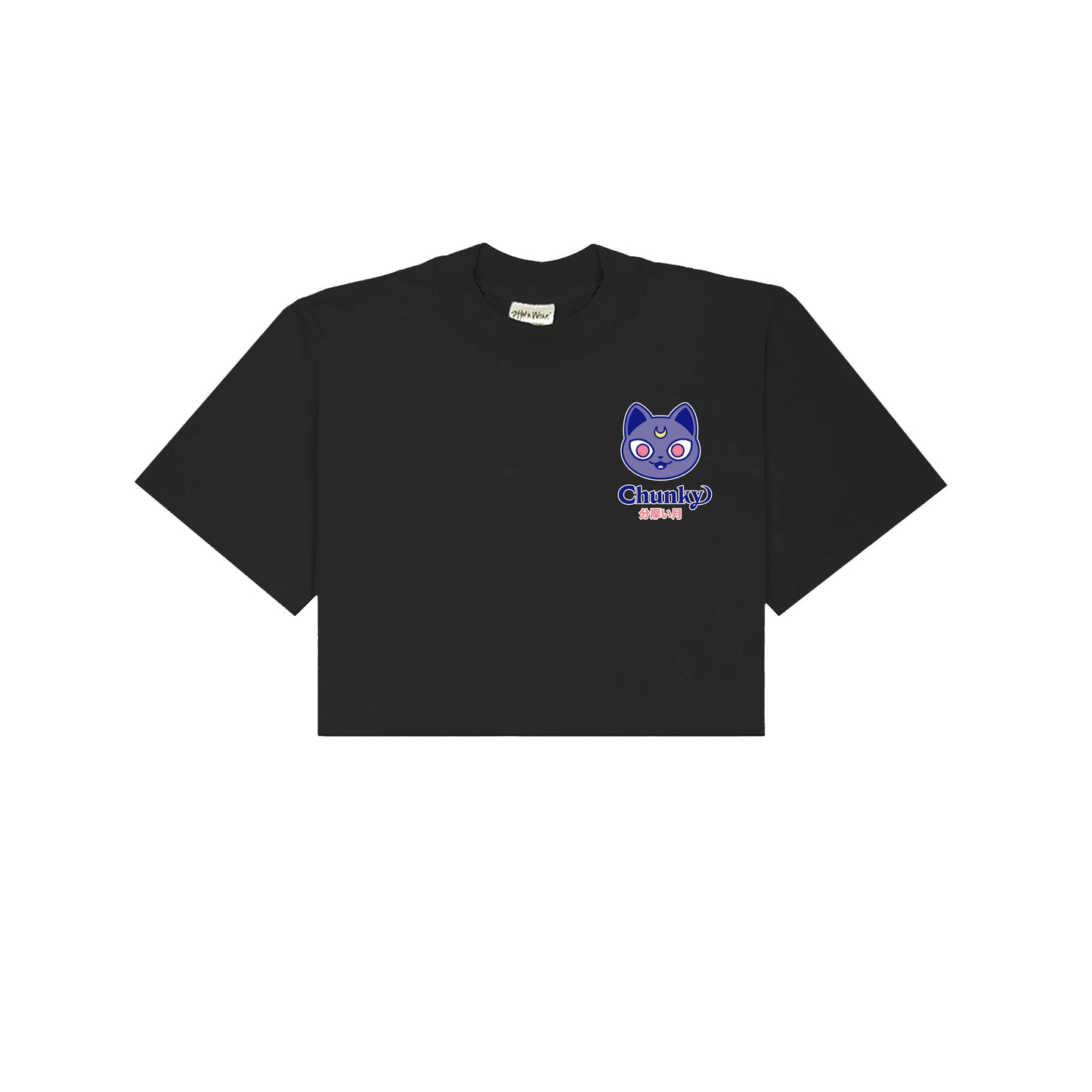 Chunky Moon XO Holding Cropped T-Shirt - Black