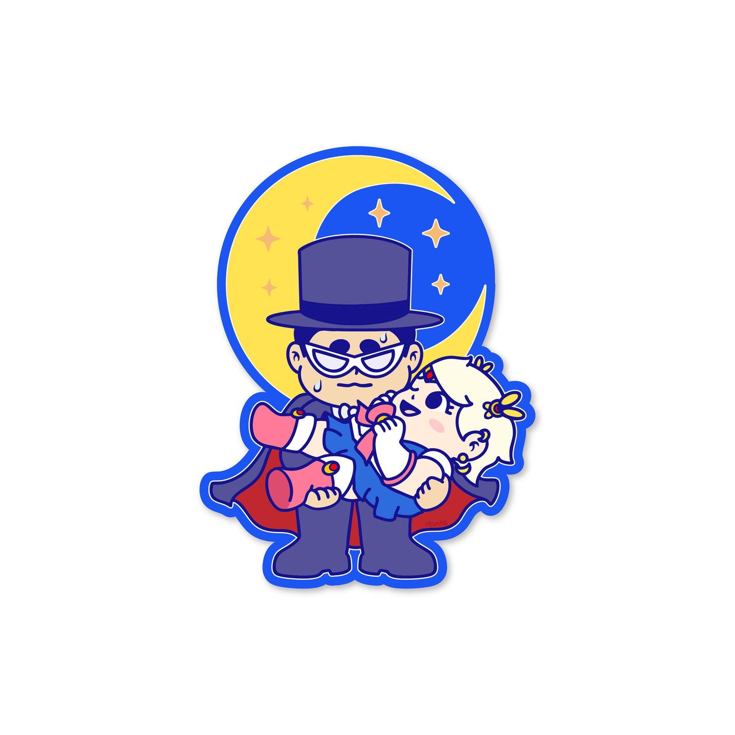 Chunky Moon XO Holding Sticker