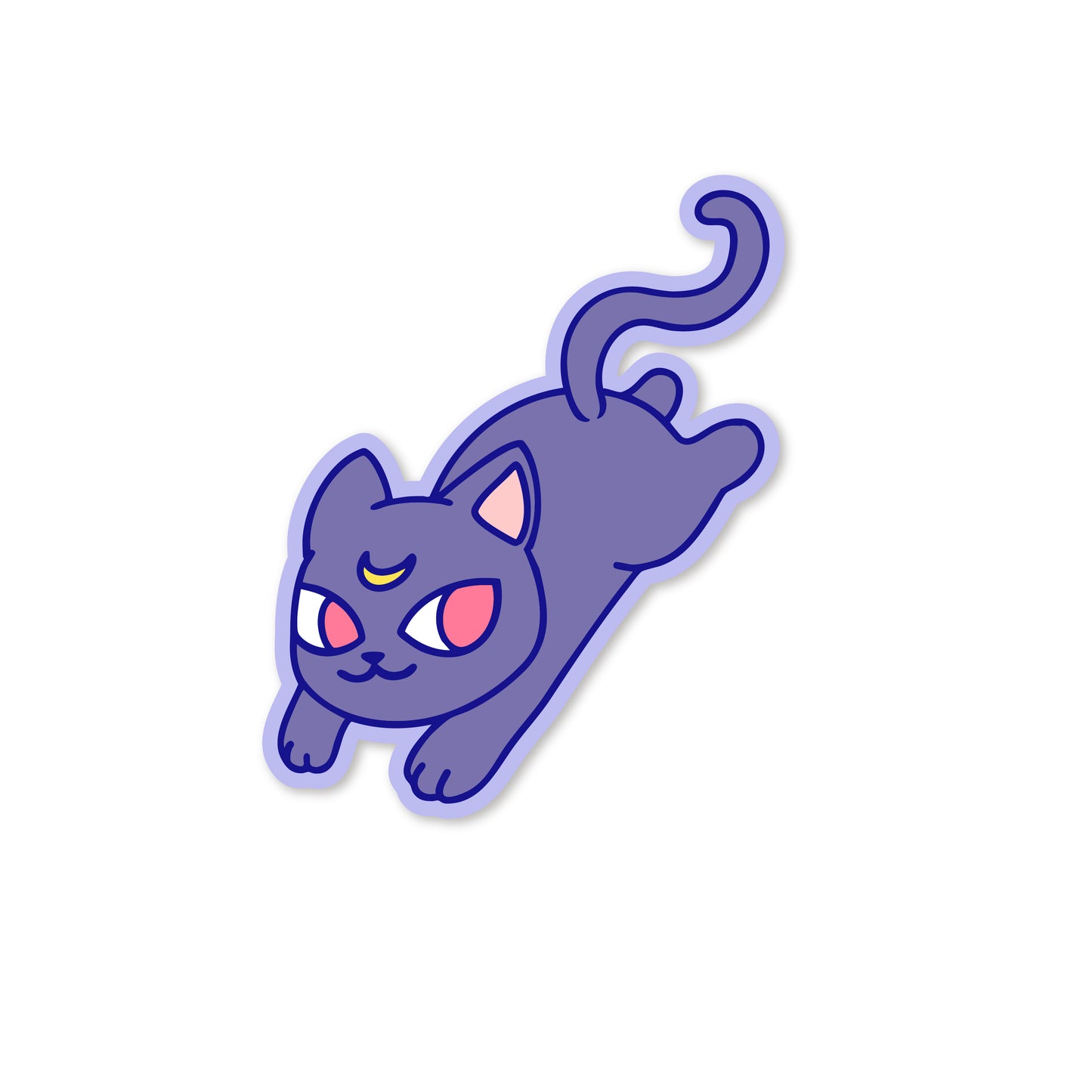 Chunky Moon XO Cat Jumping Sticker