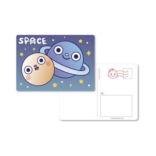 Mars and Neptune in Space Postcard