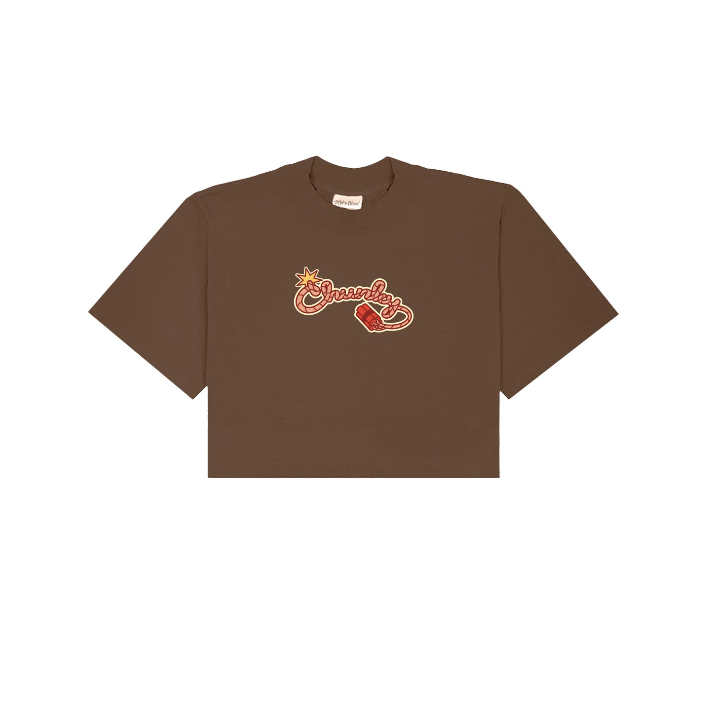 Chunky Fire Horse and Duck Ya Cropped T-Shirt - Brown