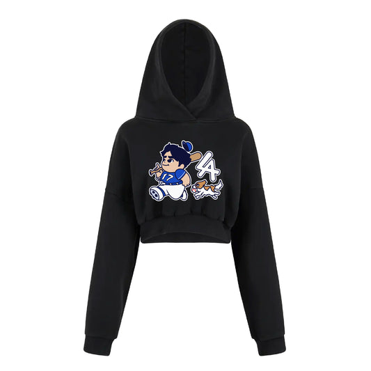 Chunkytani Blue Away Cropped Hoodie - Black
