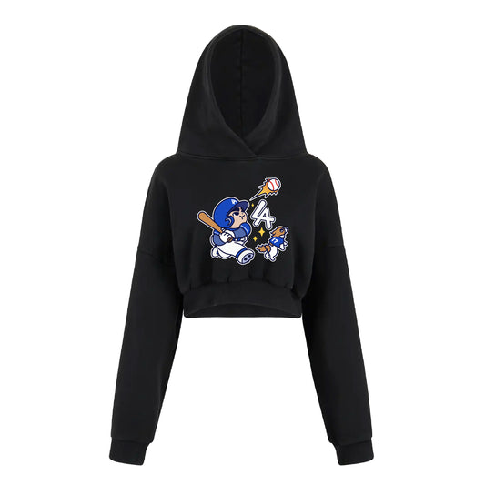 Chunkytani Slugger Blue Away Cropped Hoodie - Black