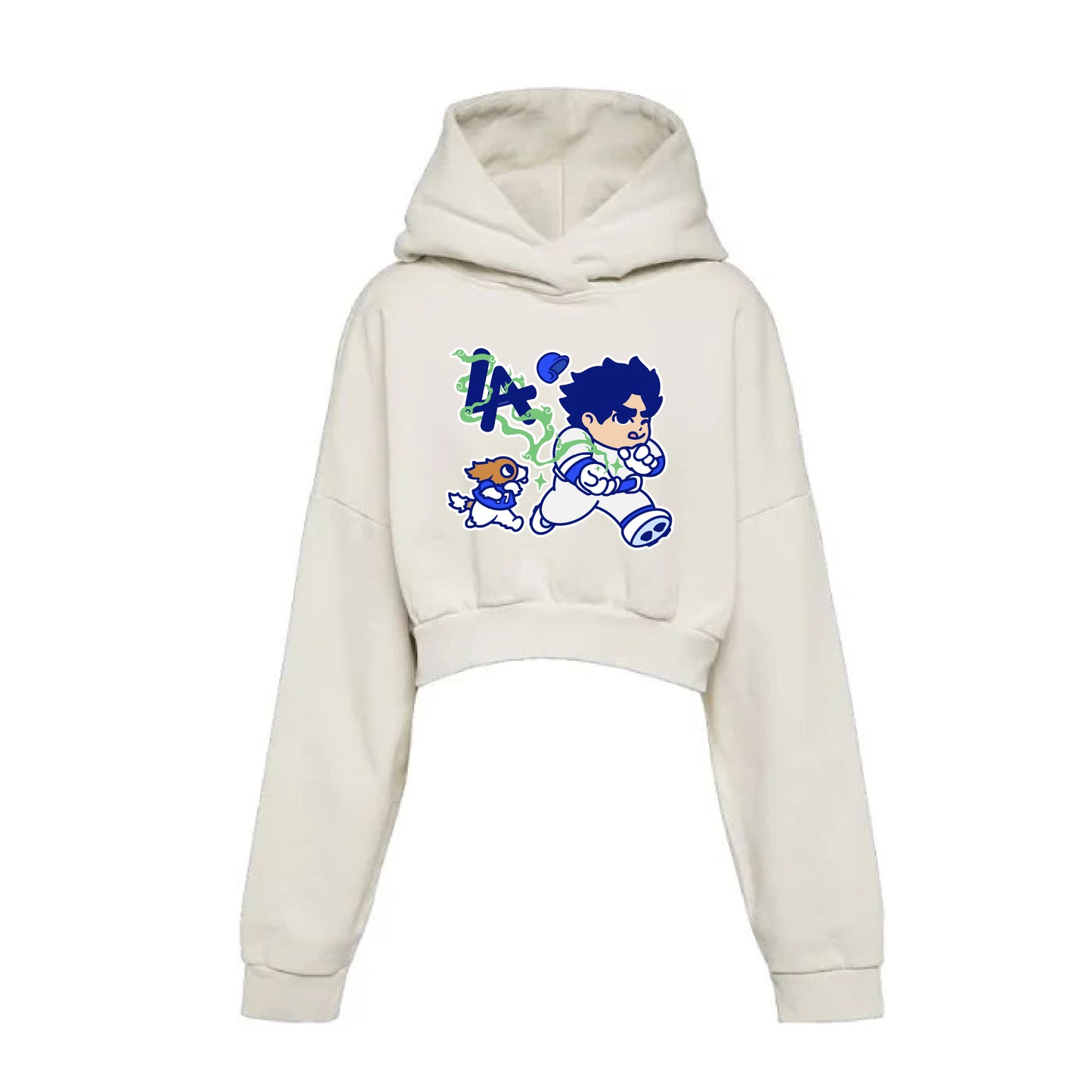 Chunkytani Matcha Cropped Hoodie - Cream