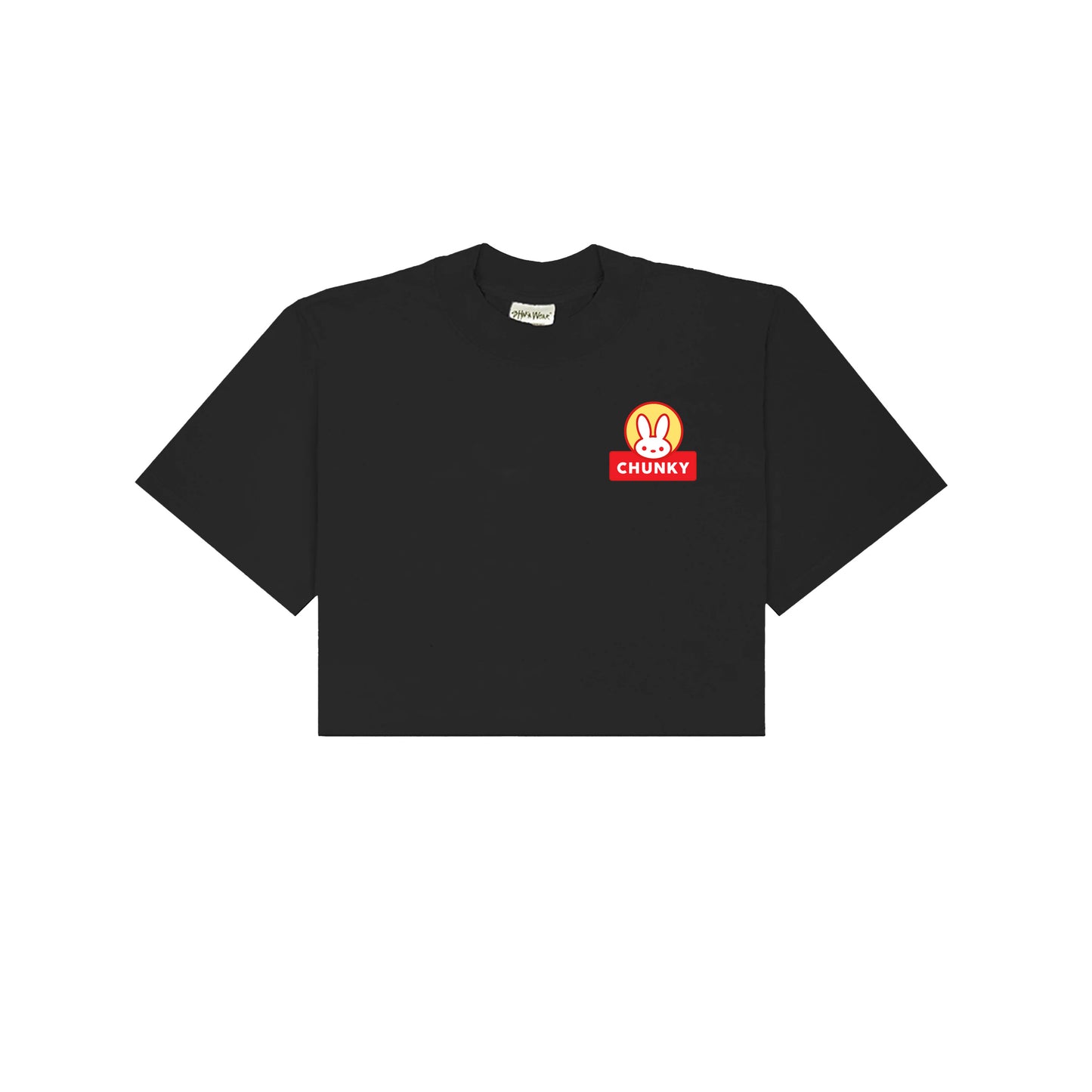 Chunky Mooncake Diner Bunny Waiter Cropped T-Shirt - Black
