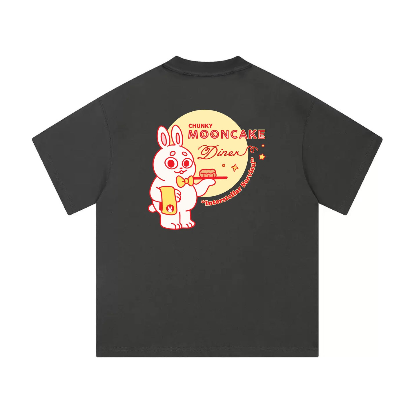 Chunky Mooncake Diner Bunny Waiter Mid-Cropped T-Shirt - Dark Gray