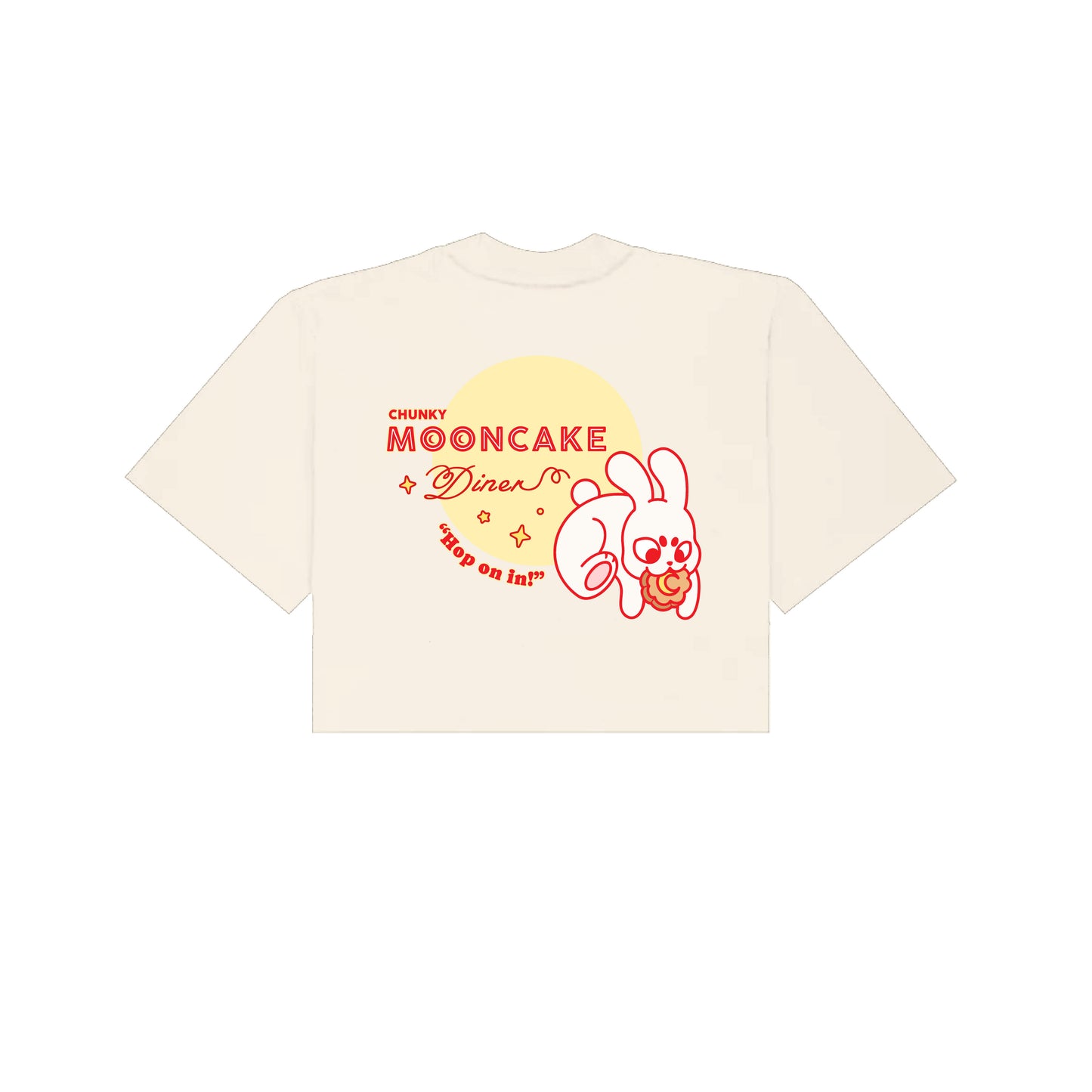 Chunky Mooncake Diner Bunny Hop Cropped T-Shirt - Cream