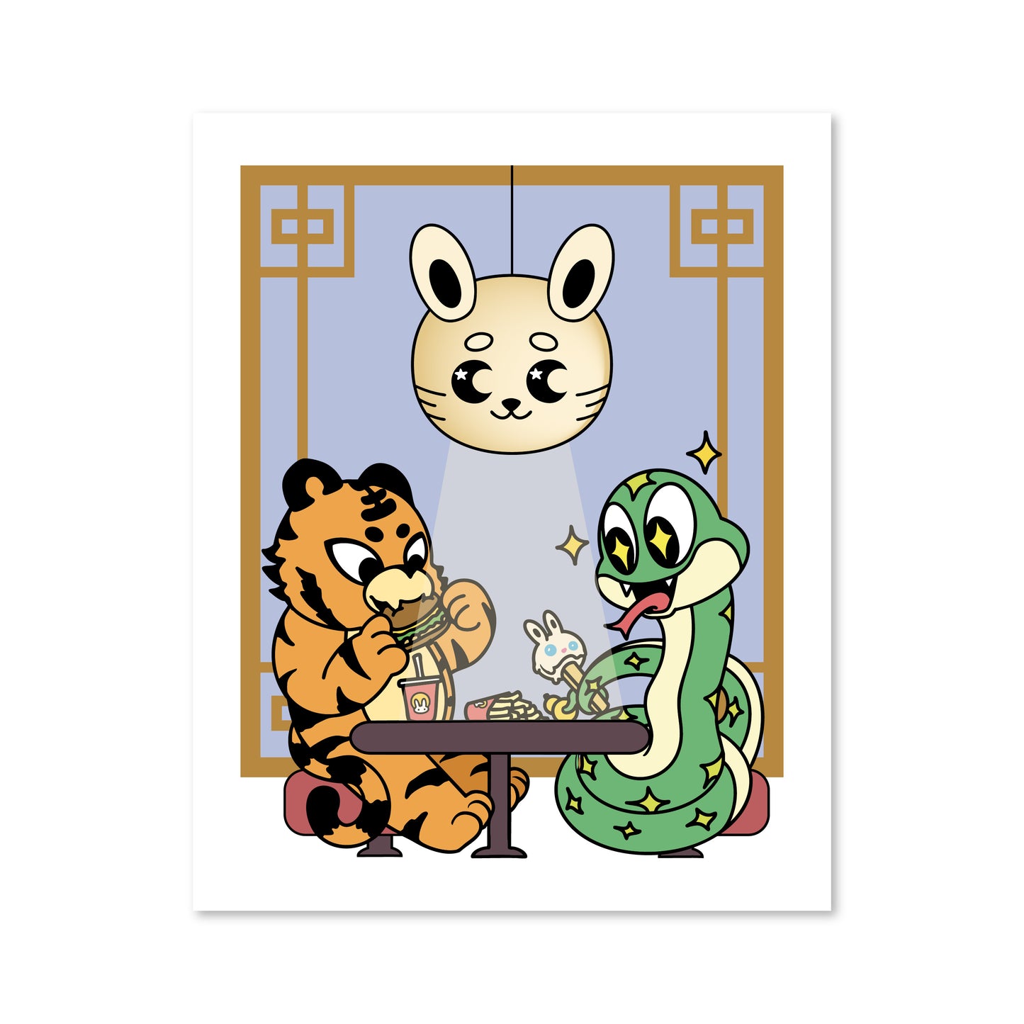 Chunky Mooncake Diner with Tiger and Snake Print