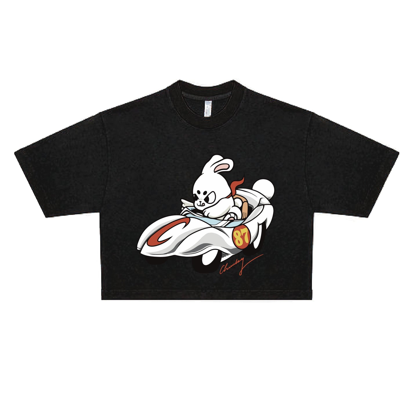 Chunky Bunny Racer Cropped Tee - Black
