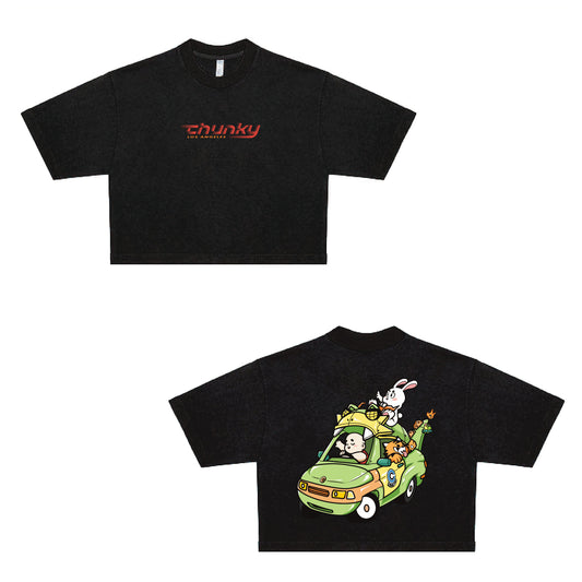 Chunky Dragon Mobile Cropped Tee - Black