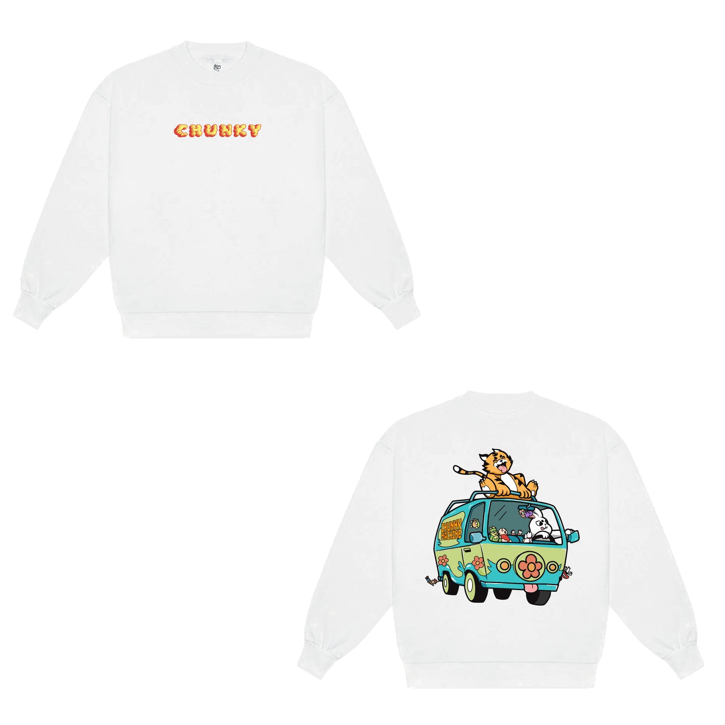 Chunky Machine Crewneck Sweater - White