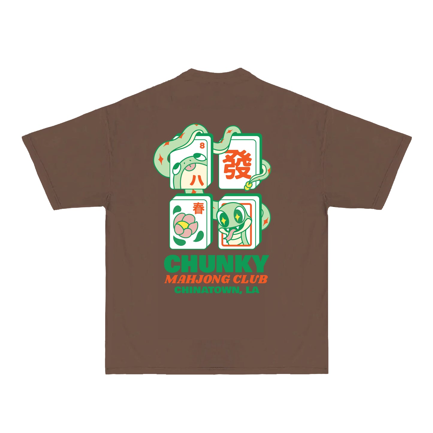 Chunky Snake Mahjong T-Shirt - Mocha