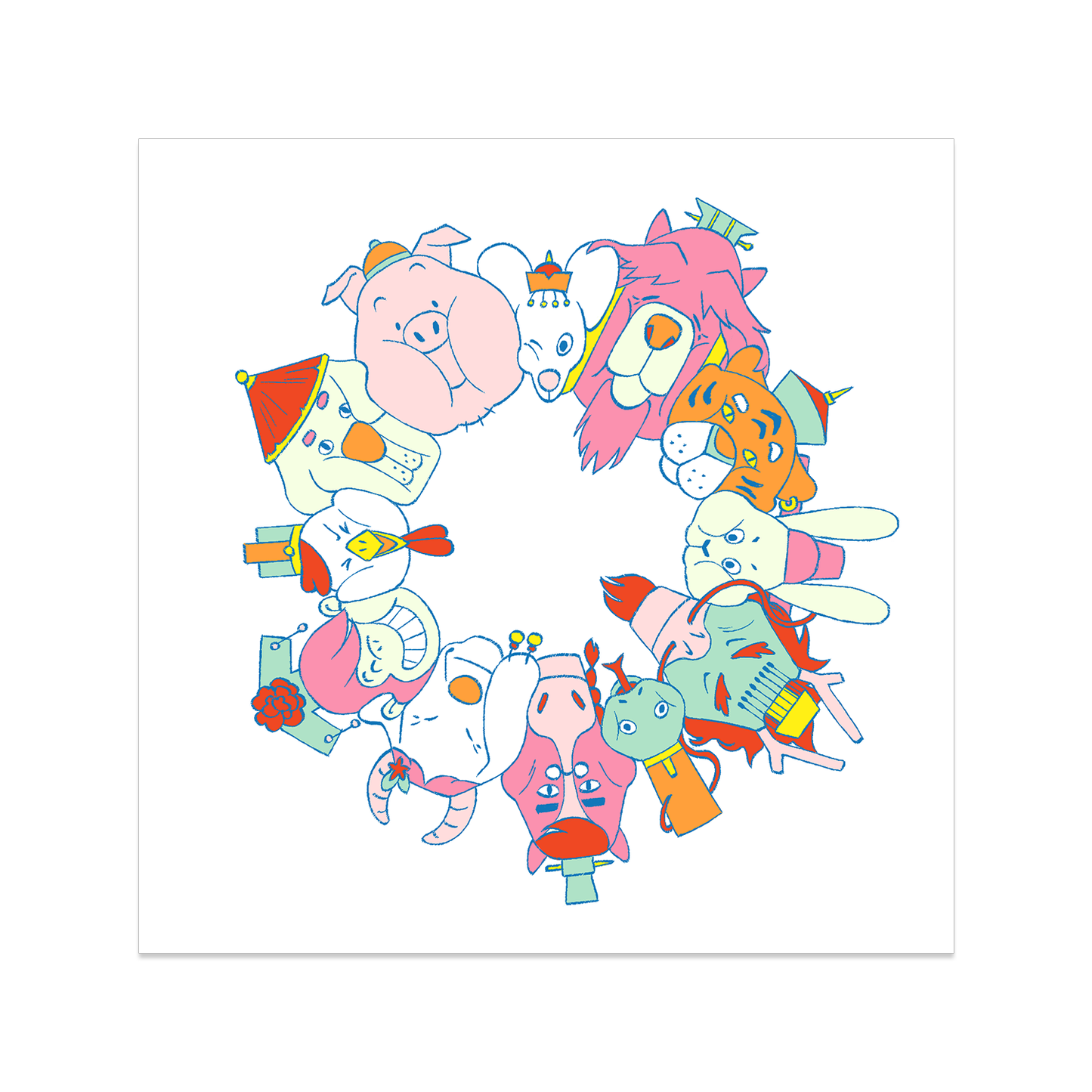 Zodiacs In Hats Print