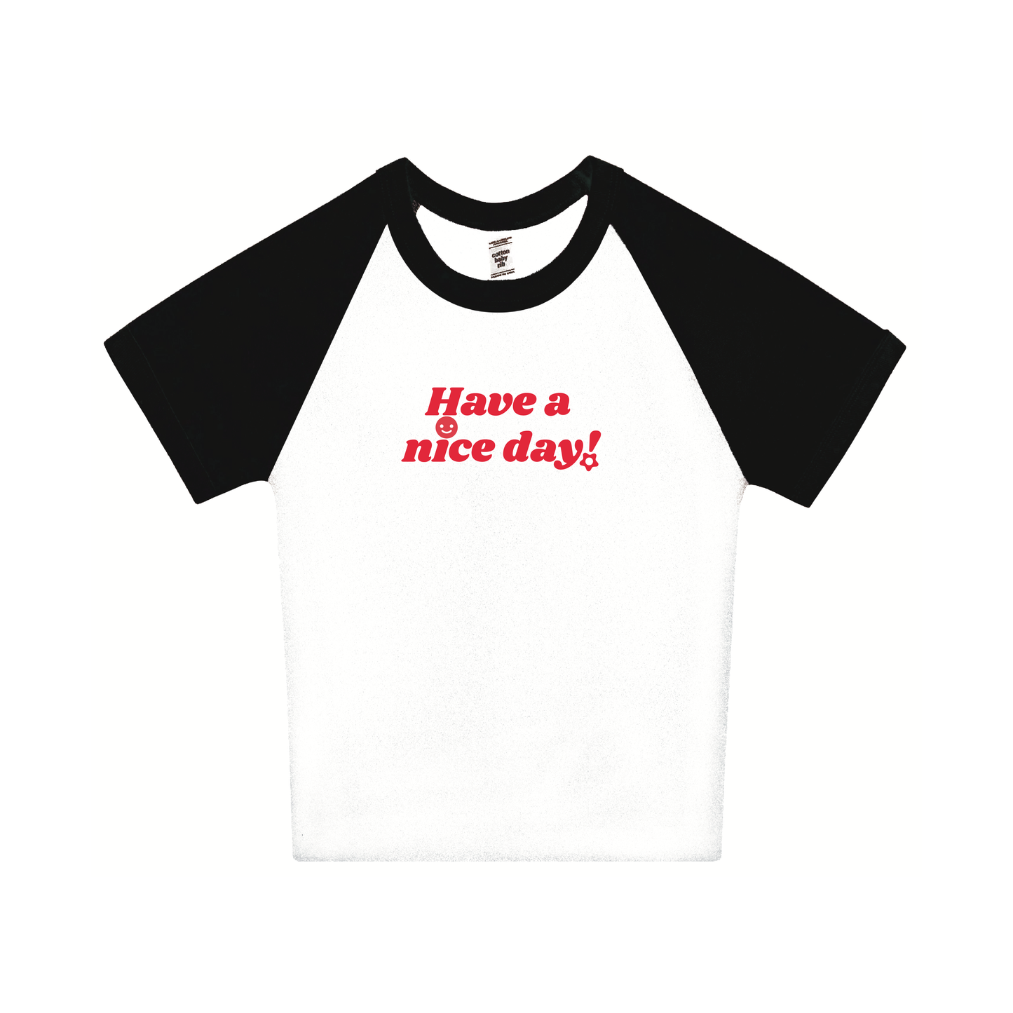 Chunky Have A Nice Day Text Baby Rib Ringer Tee - Panda