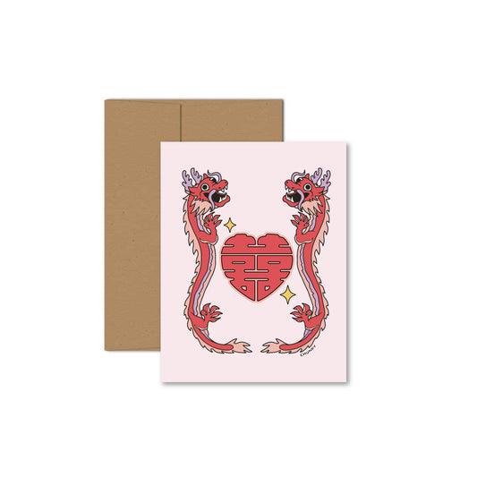 Double Dragon Double Happiness Greeting Card