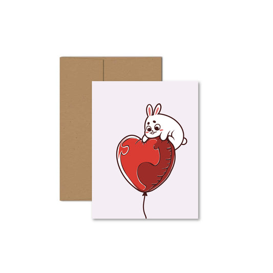 Chunky Bunny Heart Balloon Greeting Card