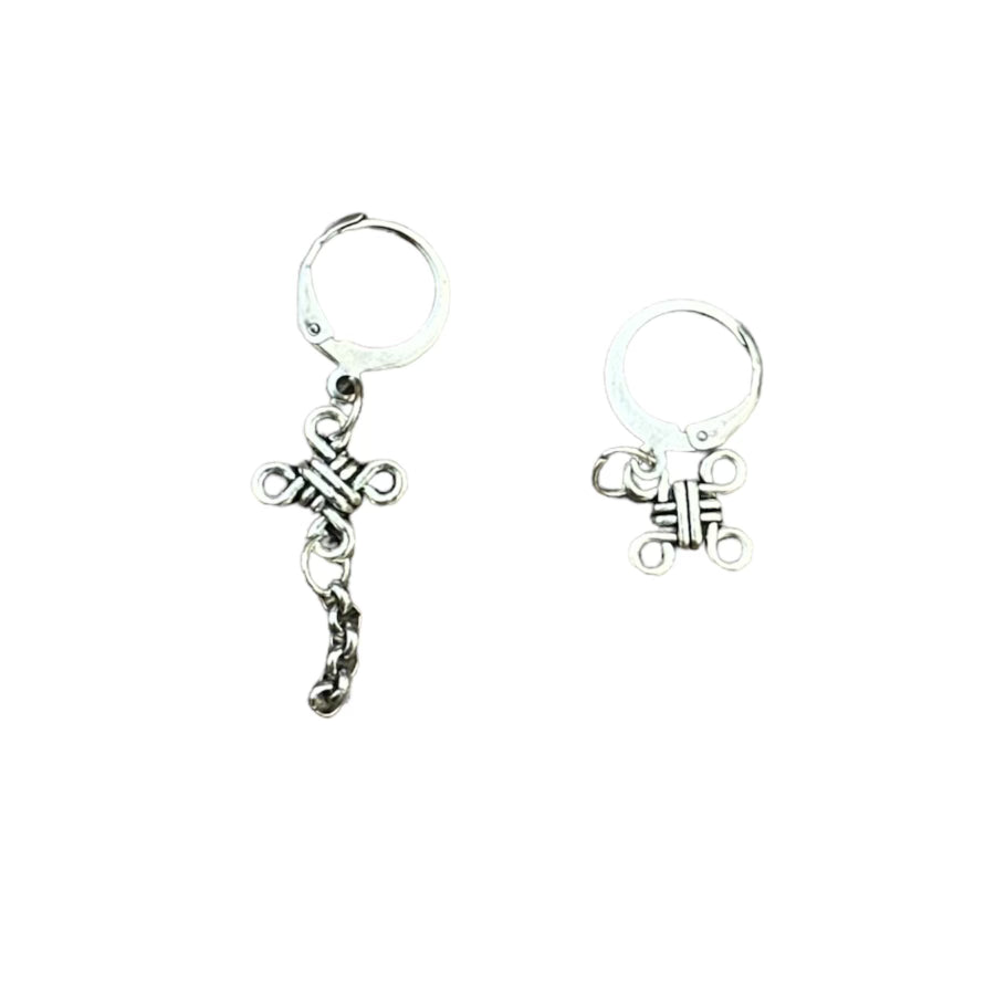 Silver Knot Asymmetrical Earrings