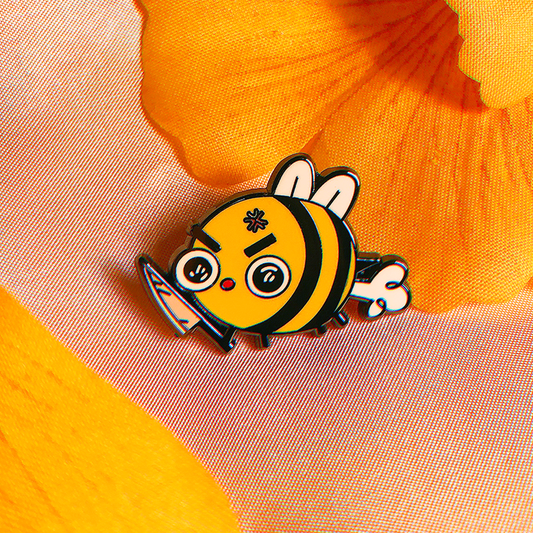 Bee with Knife Enamel Pin