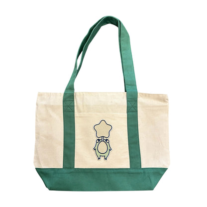 Chunky Frog Large Zippered Canvas Tote