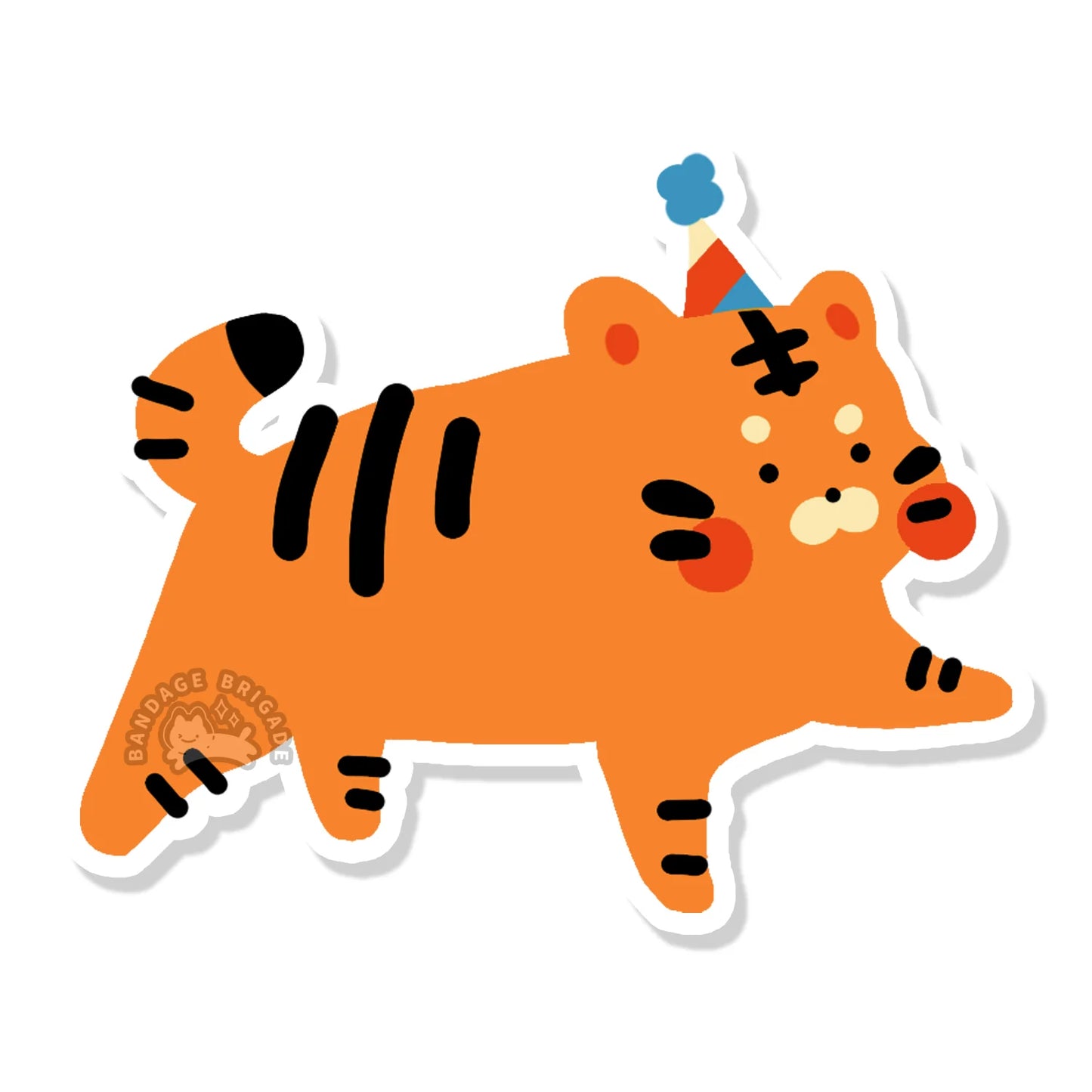 Party Hat Tiger Sticker