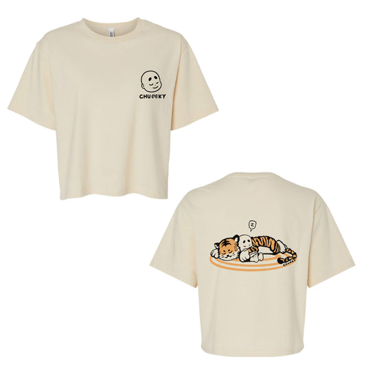 Sleeping Tiger Cropped T-Shirt - Cream