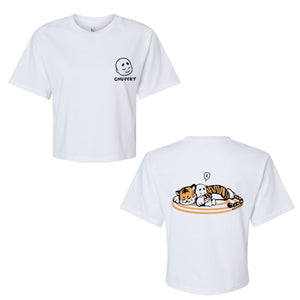 Sleeping Tiger Cropped T-Shirt - White