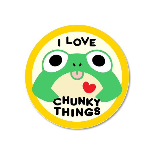 I Love Chunky Frog Circle Sticker