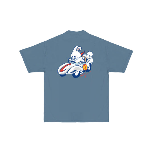 Chunky Racer Bunny T-Shirt - Denim Blue